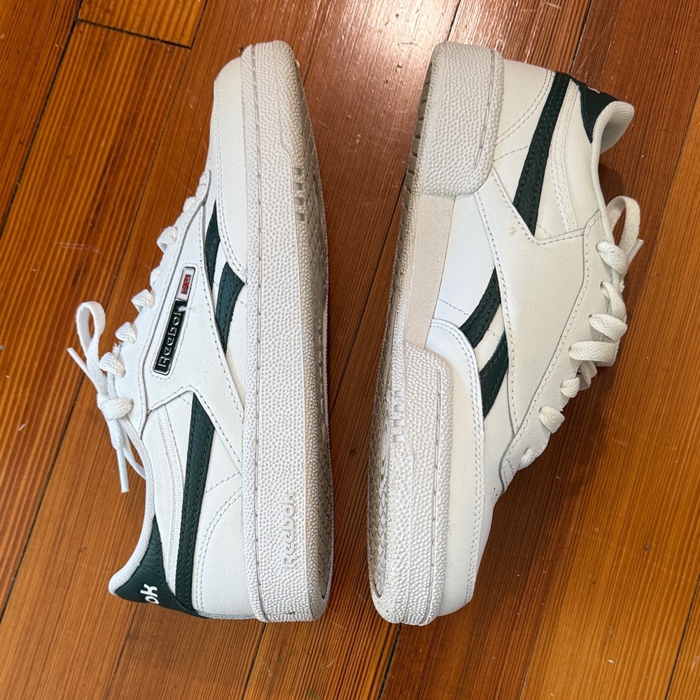 Reebok Classic White and Dark Green Sneakers
